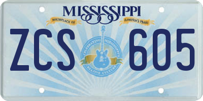 MS license plate ZCS605