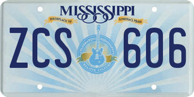 MS license plate ZCS606