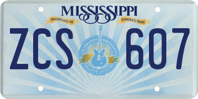 MS license plate ZCS607