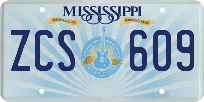 MS license plate ZCS609