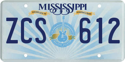 MS license plate ZCS612