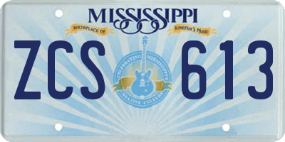MS license plate ZCS613