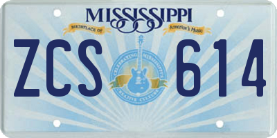 MS license plate ZCS614