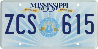 MS license plate ZCS615