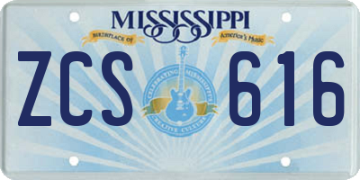 MS license plate ZCS616