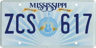 MS license plate ZCS617