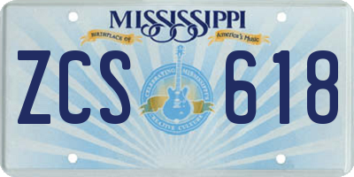 MS license plate ZCS618