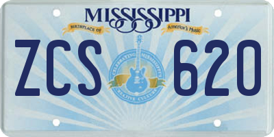 MS license plate ZCS620