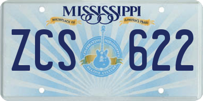 MS license plate ZCS622