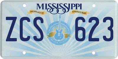 MS license plate ZCS623