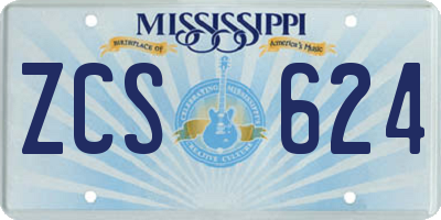 MS license plate ZCS624