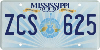 MS license plate ZCS625