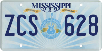 MS license plate ZCS628