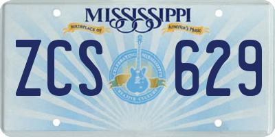 MS license plate ZCS629