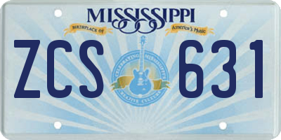 MS license plate ZCS631