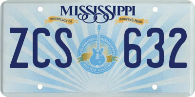 MS license plate ZCS632