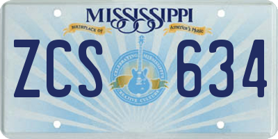 MS license plate ZCS634