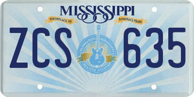 MS license plate ZCS635