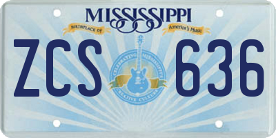 MS license plate ZCS636