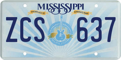 MS license plate ZCS637