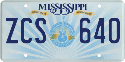 MS license plate ZCS640