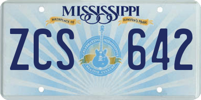 MS license plate ZCS642