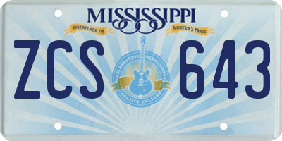 MS license plate ZCS643
