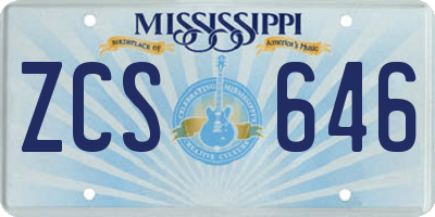 MS license plate ZCS646