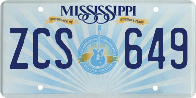MS license plate ZCS649