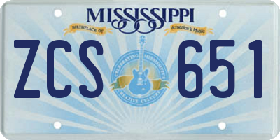 MS license plate ZCS651
