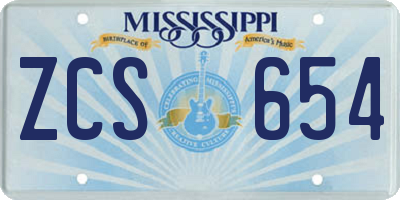 MS license plate ZCS654