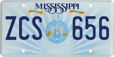 MS license plate ZCS656