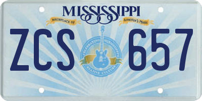 MS license plate ZCS657