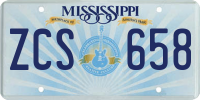 MS license plate ZCS658