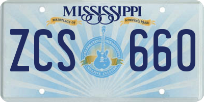 MS license plate ZCS660