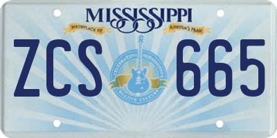 MS license plate ZCS665