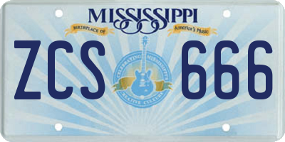 MS license plate ZCS666