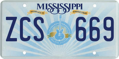 MS license plate ZCS669