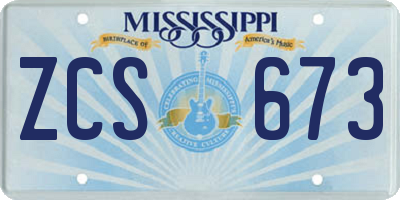MS license plate ZCS673