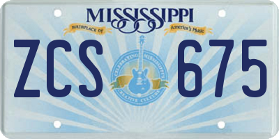 MS license plate ZCS675