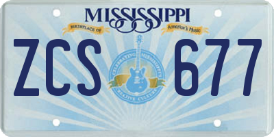 MS license plate ZCS677