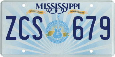 MS license plate ZCS679