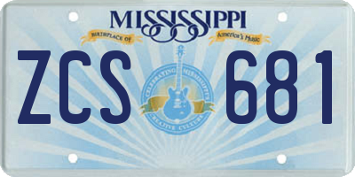 MS license plate ZCS681