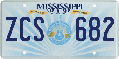 MS license plate ZCS682