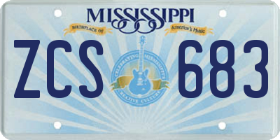 MS license plate ZCS683