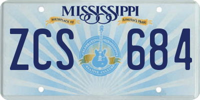 MS license plate ZCS684
