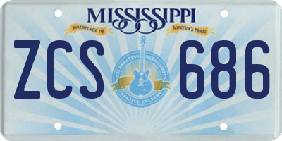 MS license plate ZCS686