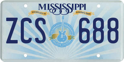 MS license plate ZCS688