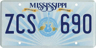 MS license plate ZCS690