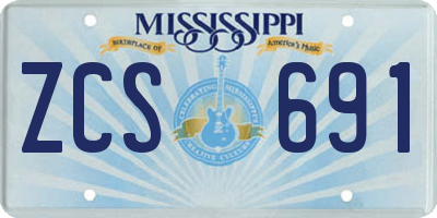 MS license plate ZCS691